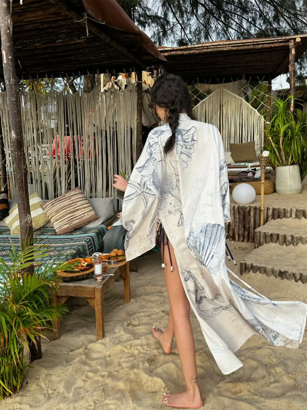 QSC | Shell Fossil Bow Pattern Yukata Bath Robe