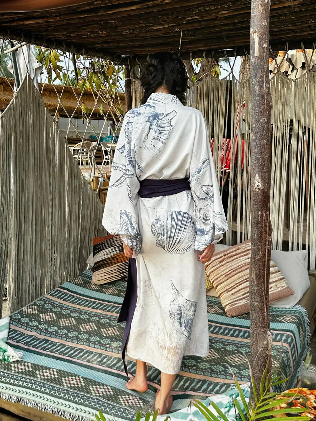 QSC | Shell Fossil Bow Pattern Yukata Bath Robe