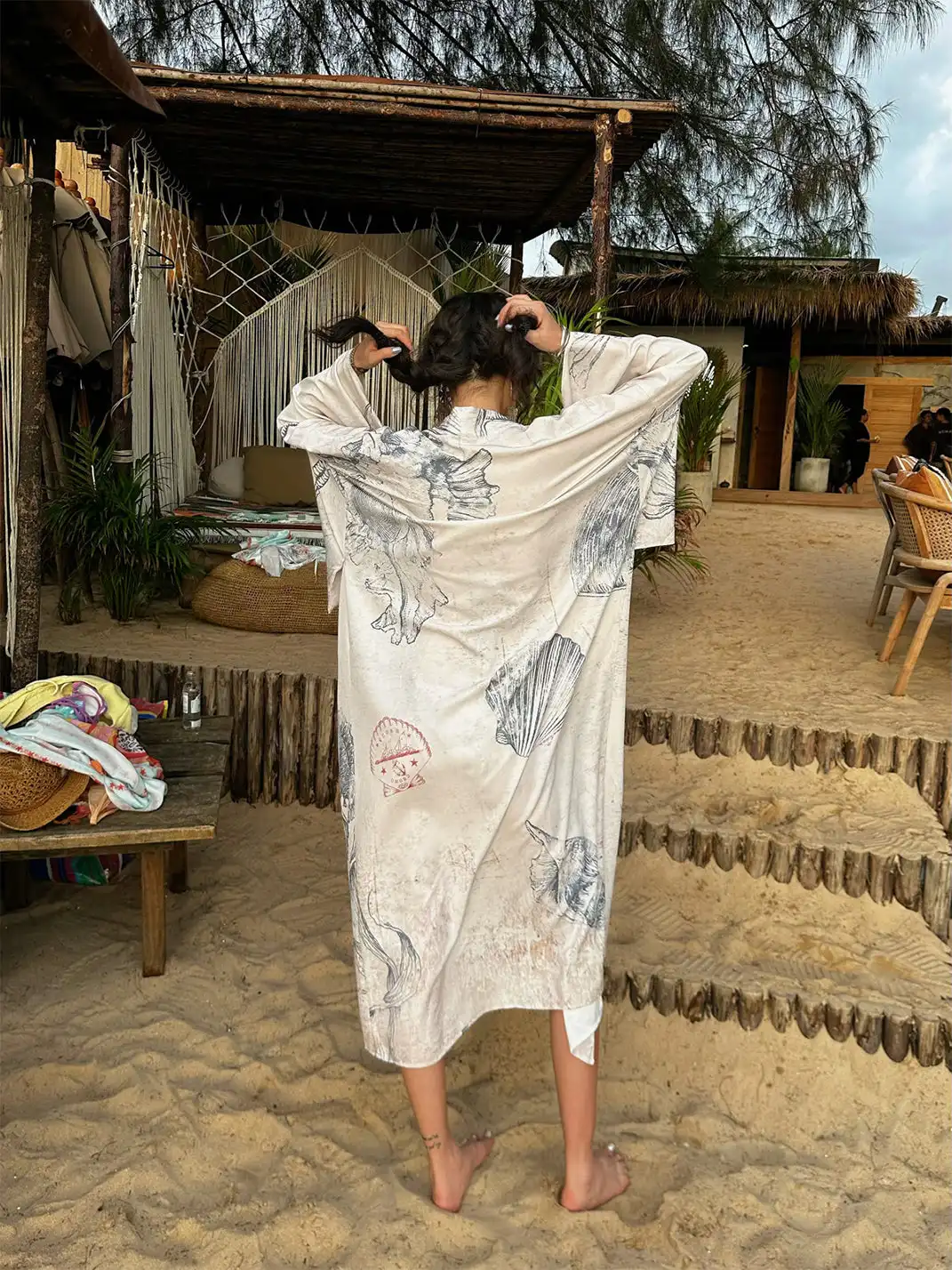QSC | Shell Fossil Bow Pattern Yukata Bath Robe