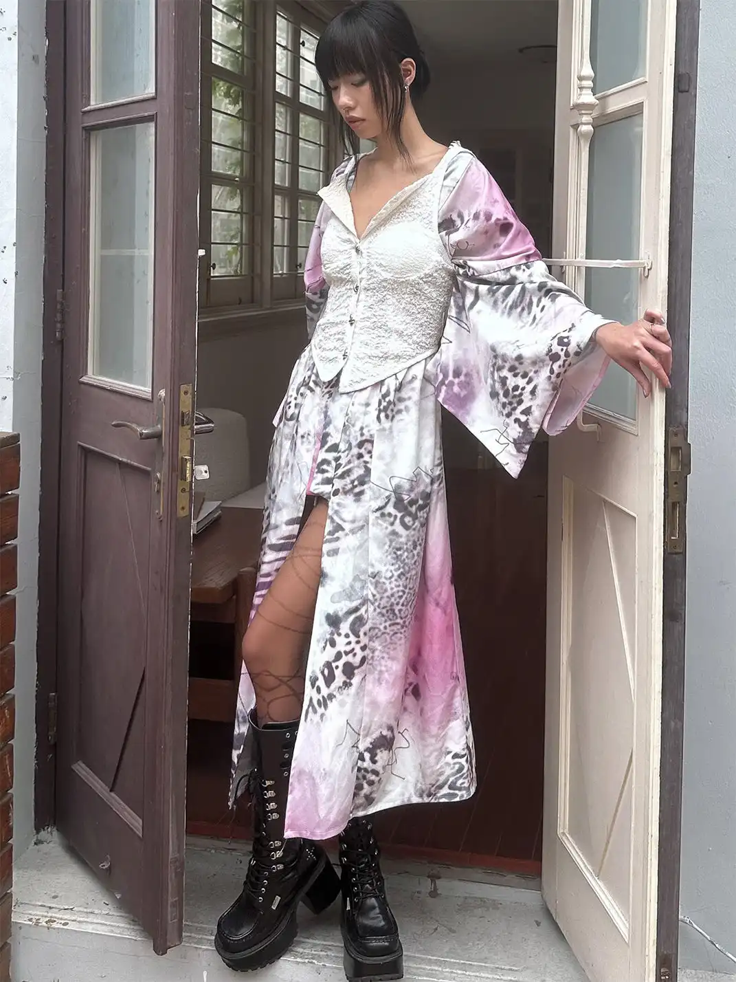 QSC | Pink Leopard Print Yukata Bath Robe