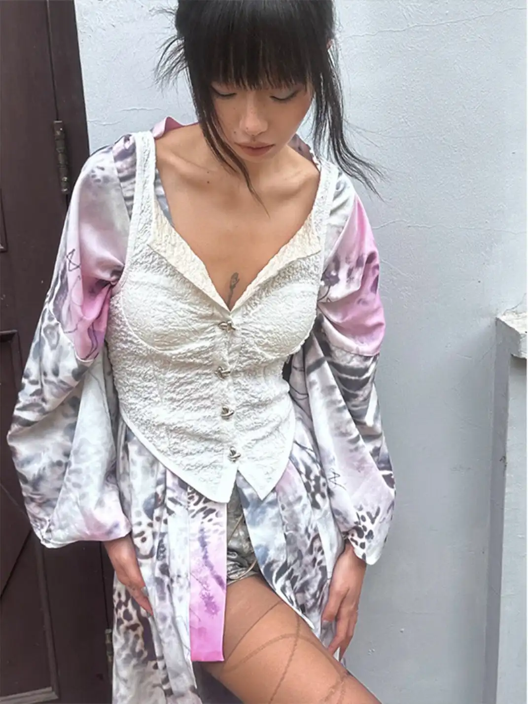 QSC | Pink Leopard Print Yukata Bath Robe