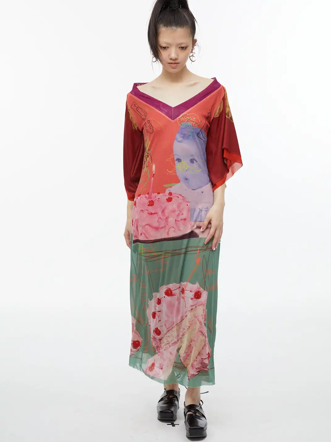 QSC | Birthday Cake Kimono Print Dress
