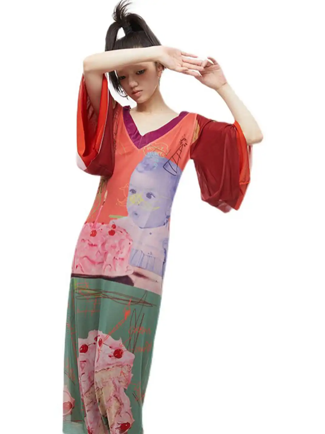 QSC | Birthday Cake Kimono Print Dress