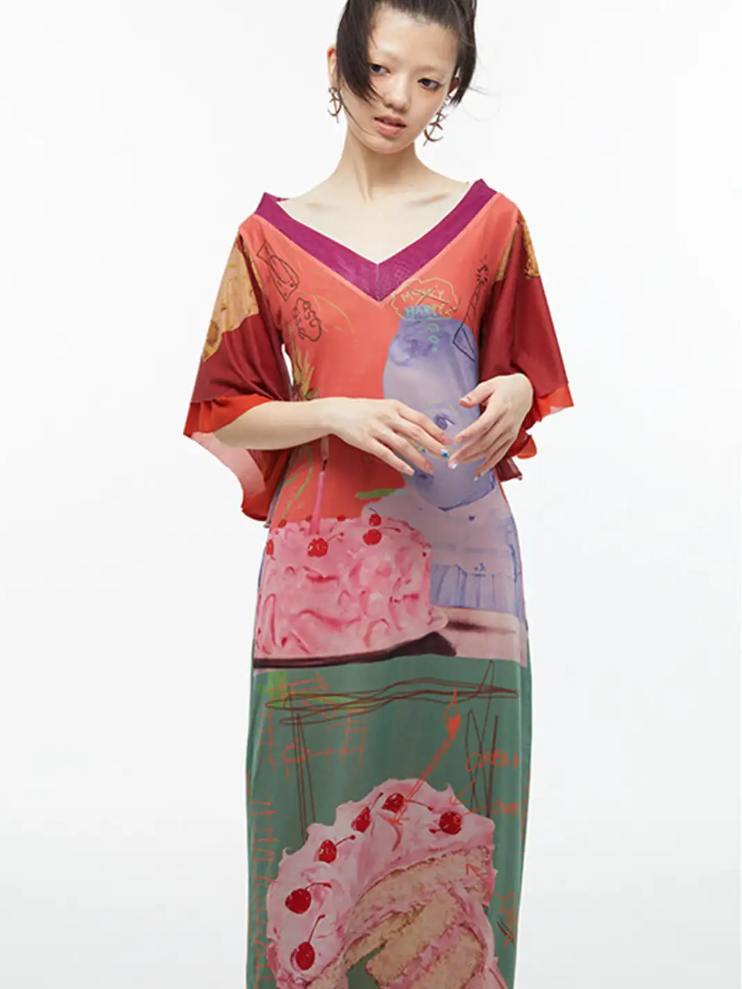 QSC | Birthday Cake Kimono Print Dress