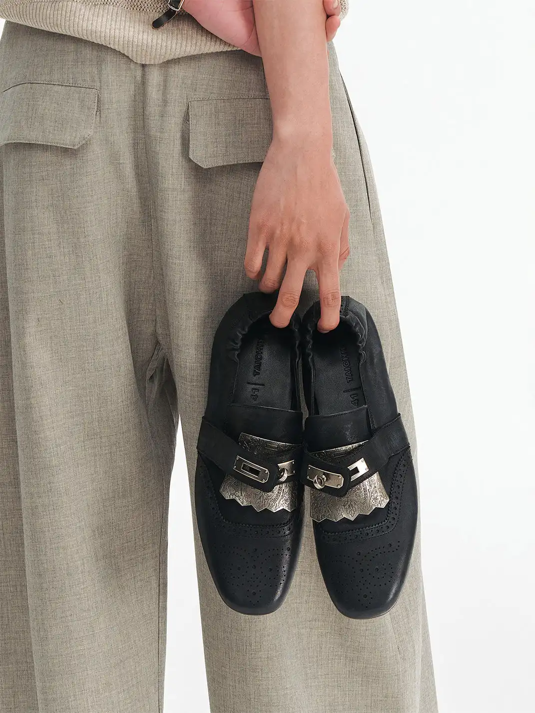 TAICHIISM | Detachable Metal Carved Monk Strap Shoes