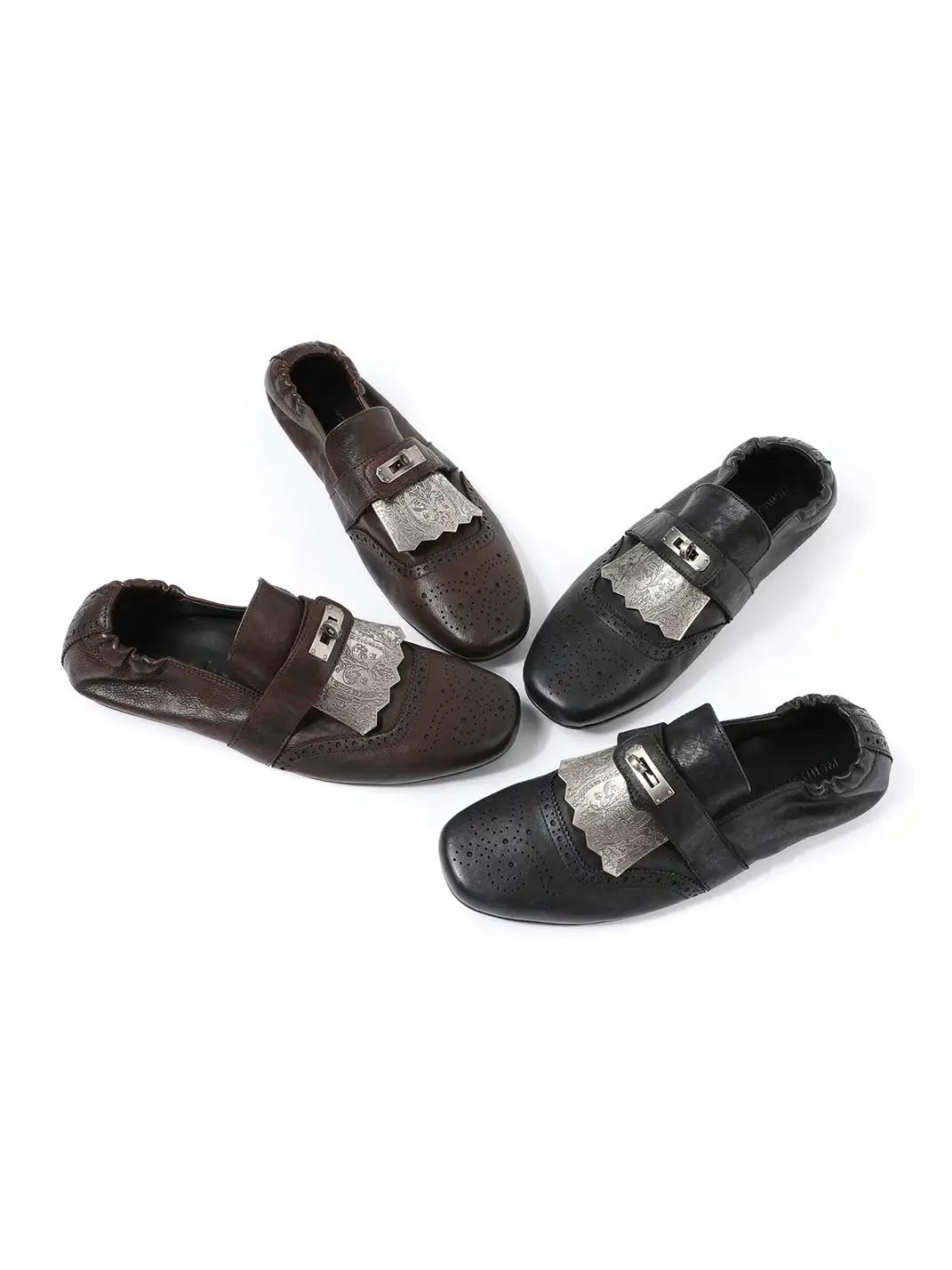 TAICHIISM | Detachable Metal Carved Monk Strap Shoes