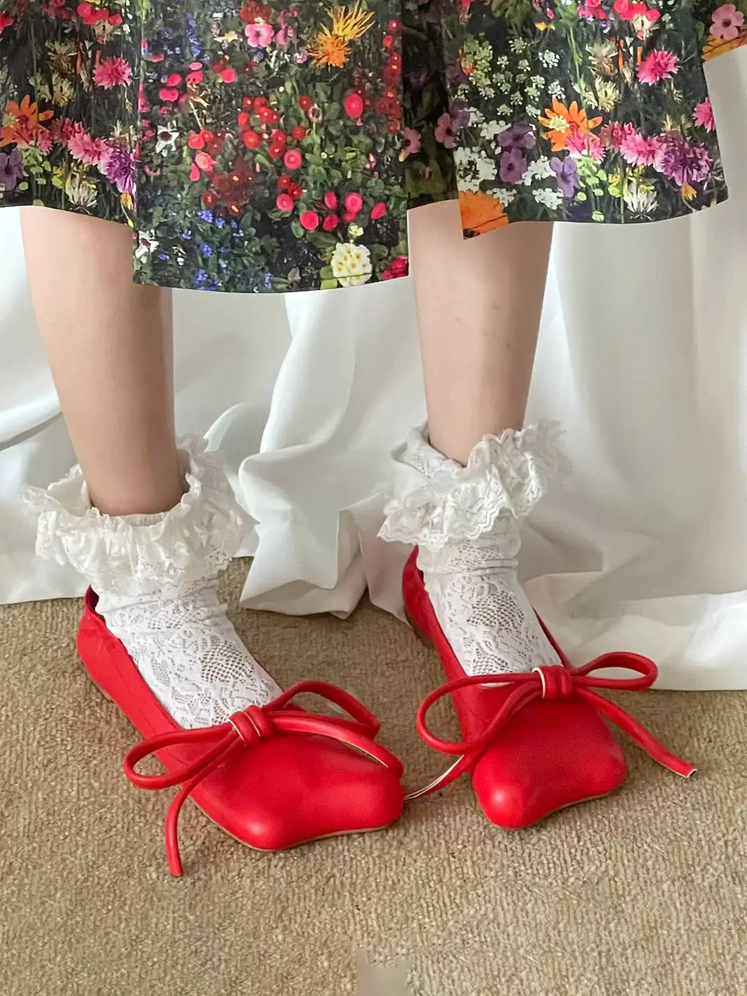 WENROO | Bow Apple Toe Slip-On Ballet Flats