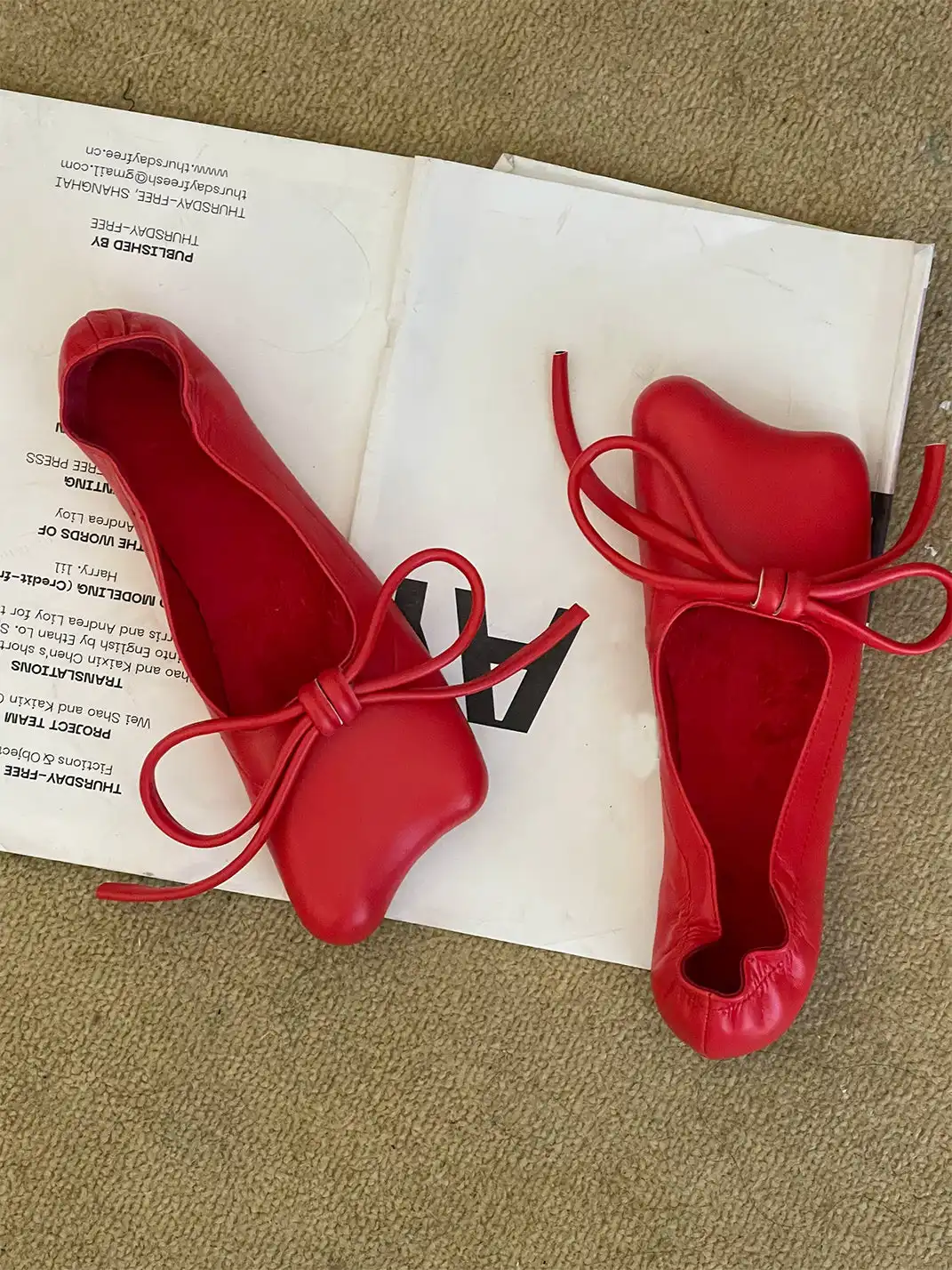 WENROO | Bow Apple Toe Slip-On Ballet Flats