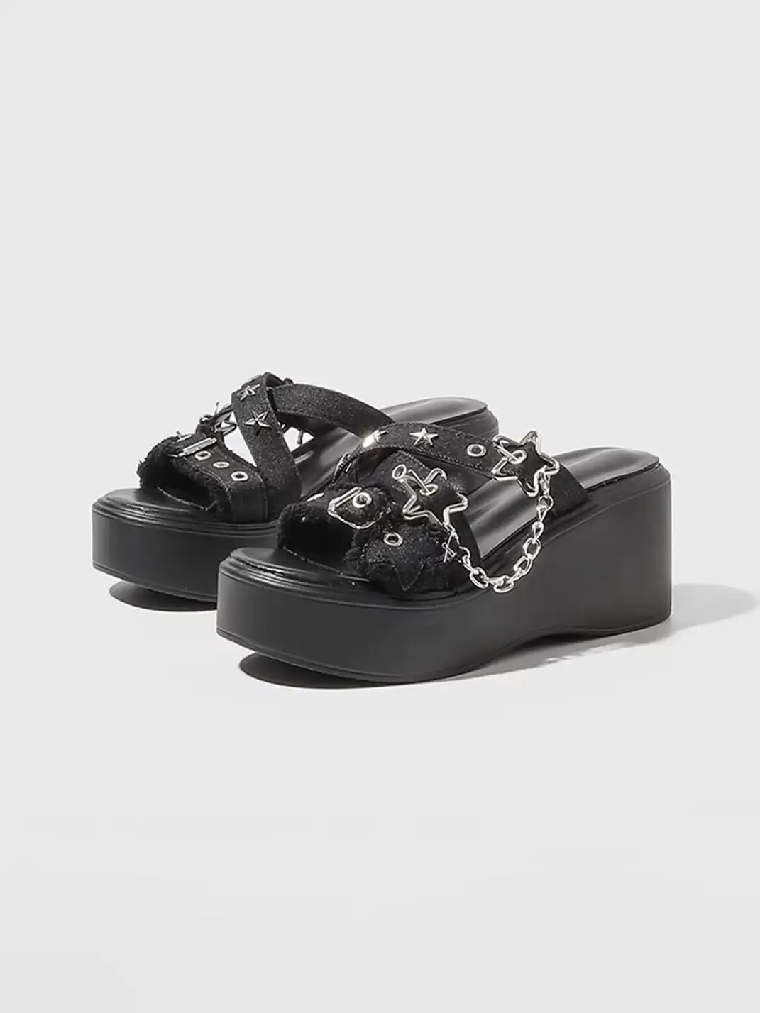 September | Star Chain Stud Platform Sandals