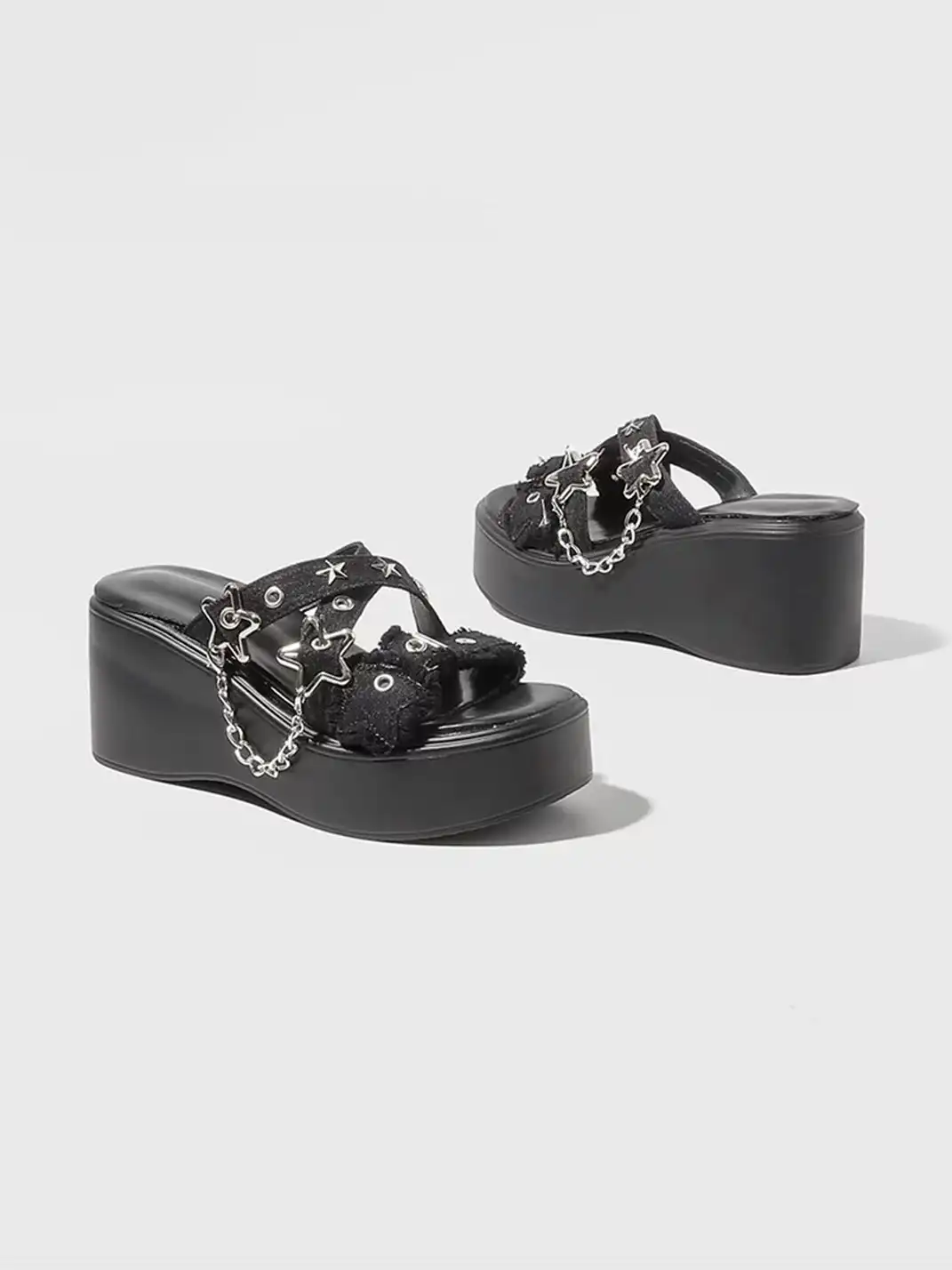 September | Star Chain Stud Platform Sandals