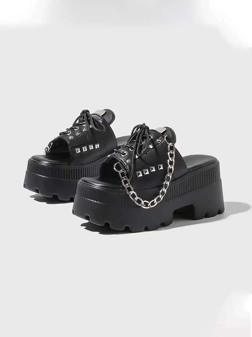 September | Chain Stud Lace-Up Platform Sandals