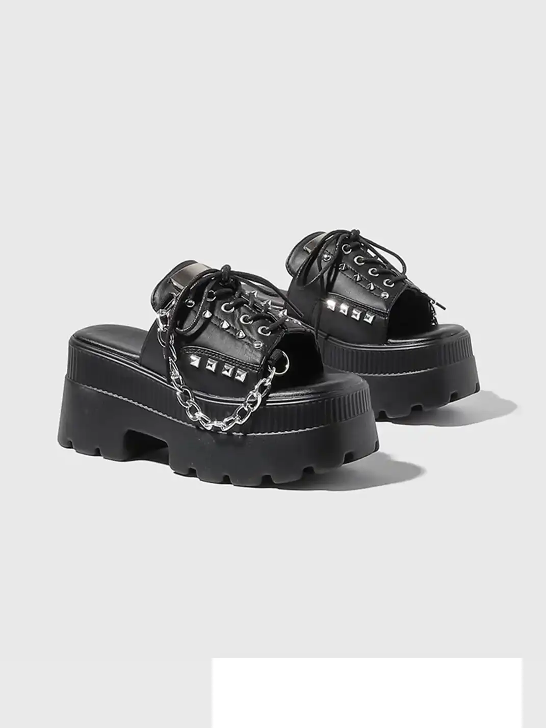September | Chain Stud Lace-Up Platform Sandals