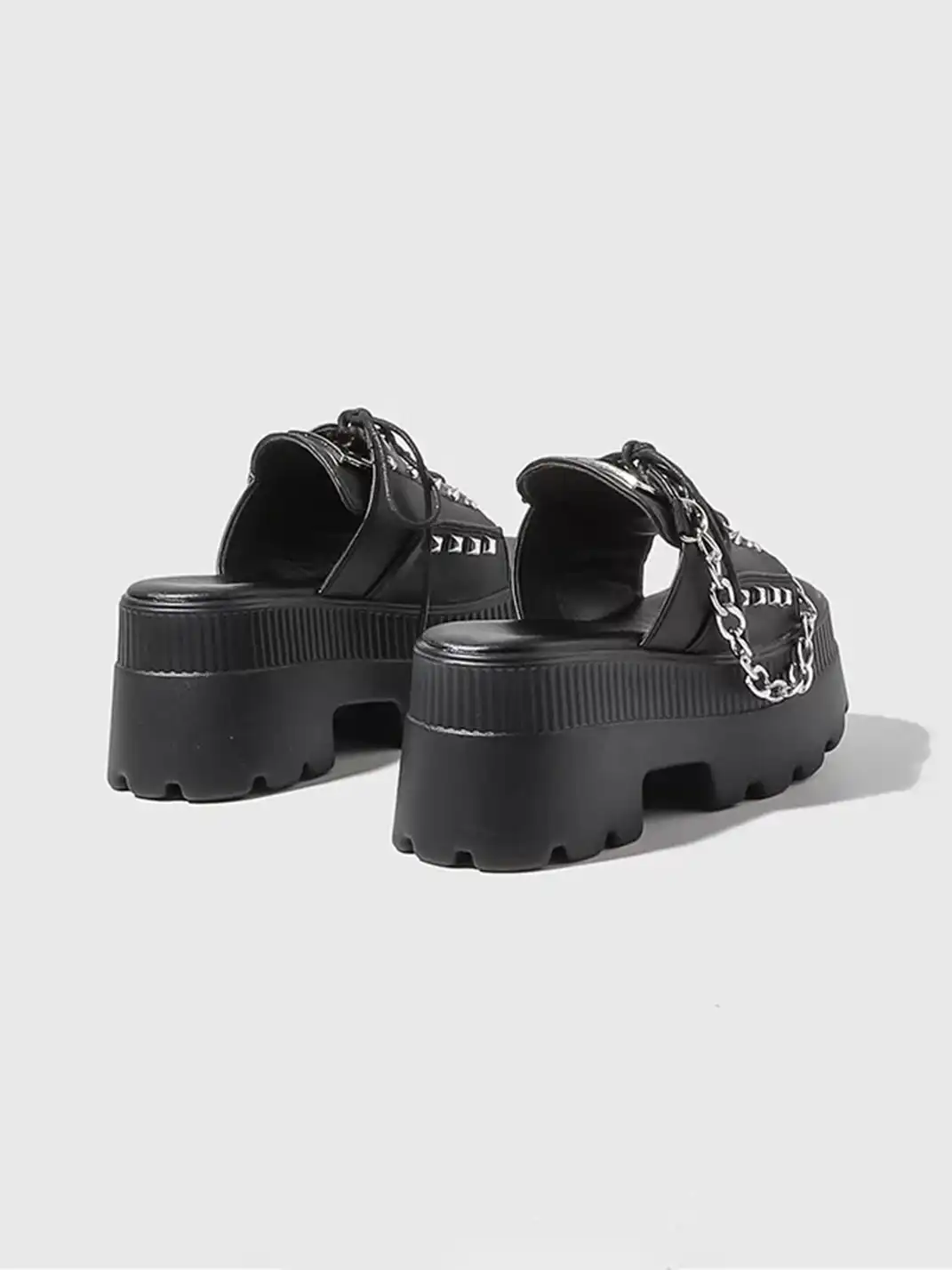 September | Chain Stud Lace-Up Platform Sandals
