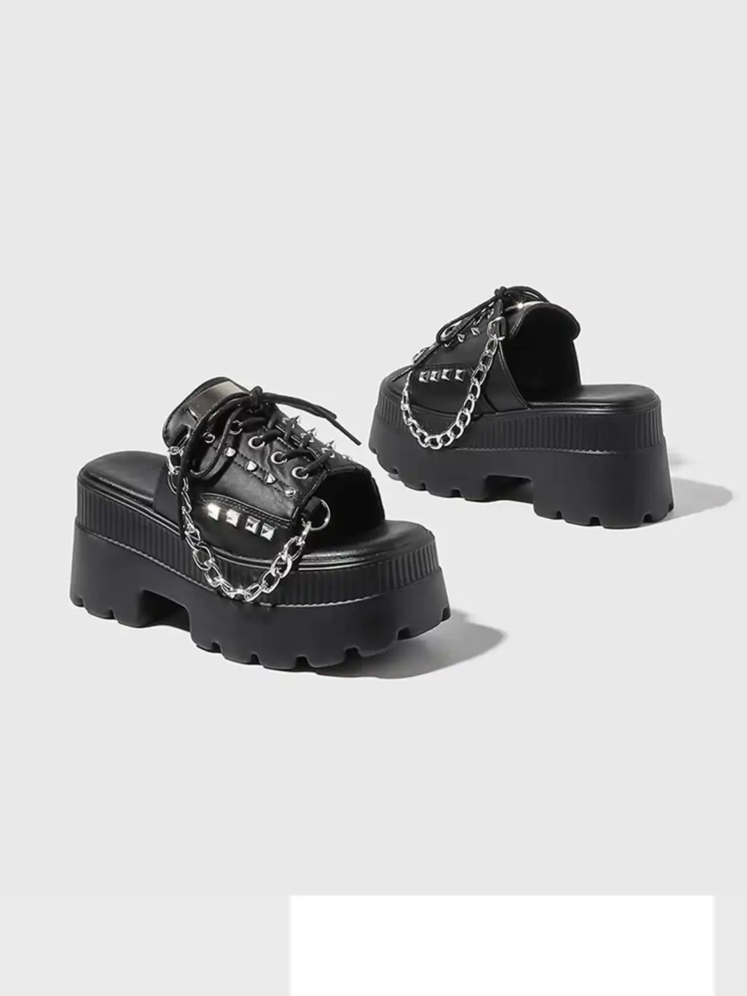 September | Chain Stud Lace-Up Platform Sandals
