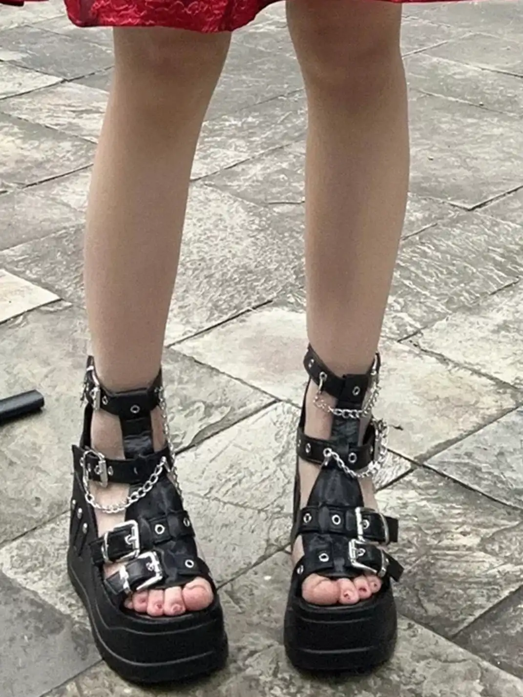 September | Buckled Chain Platform Ankle Boots