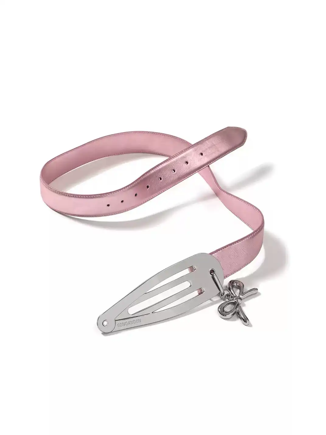 SONGAADON | Detachable Cow Leather Belt With Bow Pendant Hair Clip