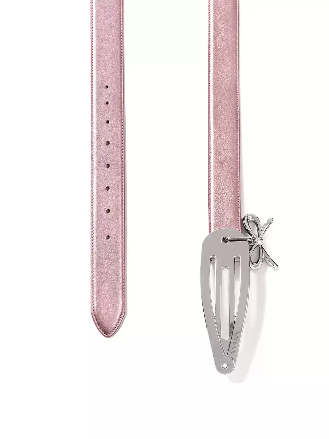 SONGAADON | Detachable Cow Leather Belt With Bow Pendant Hair Clip