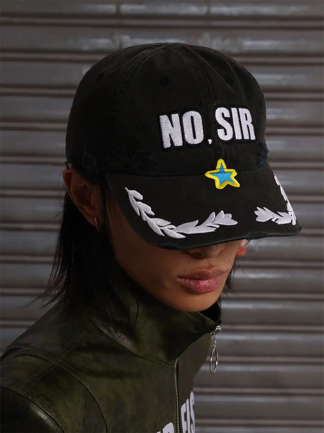 CHAI | Slogan Embroidered Washed Cap