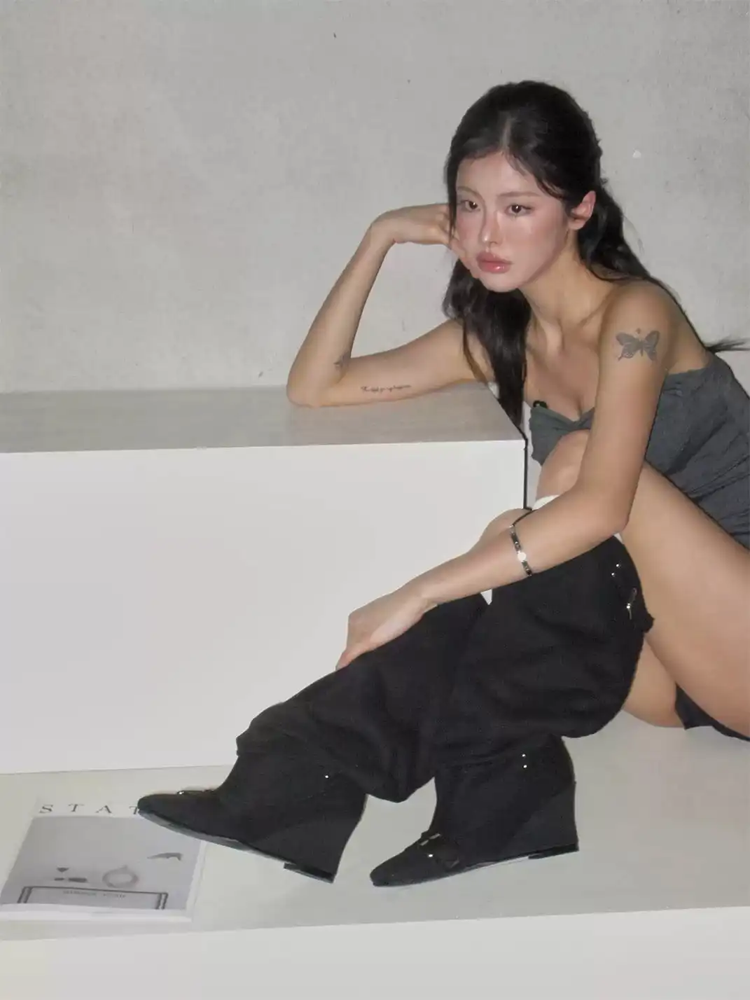 Mollynne | Ruched Wedge Pointed Toe Boots