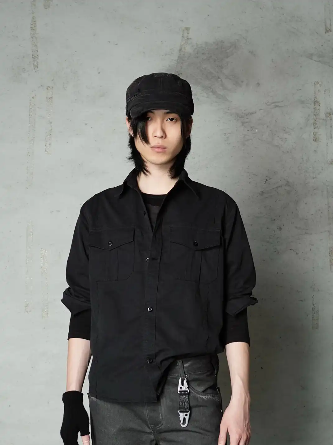 RIVAROS | Distressed Double-Layer Fishbone Pattern Flat Cap