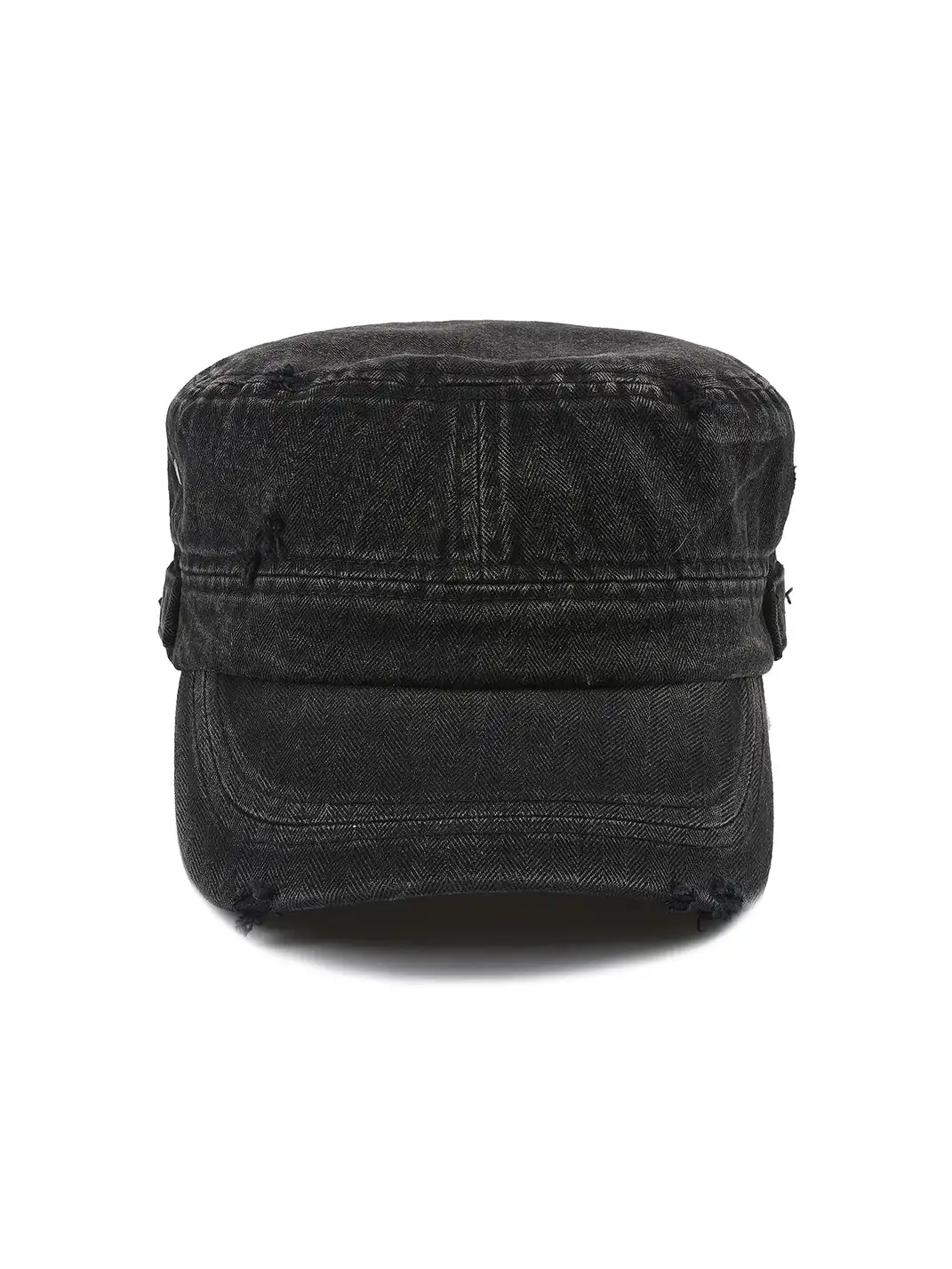 RIVAROS | Distressed Double-Layer Fishbone Pattern Flat Cap