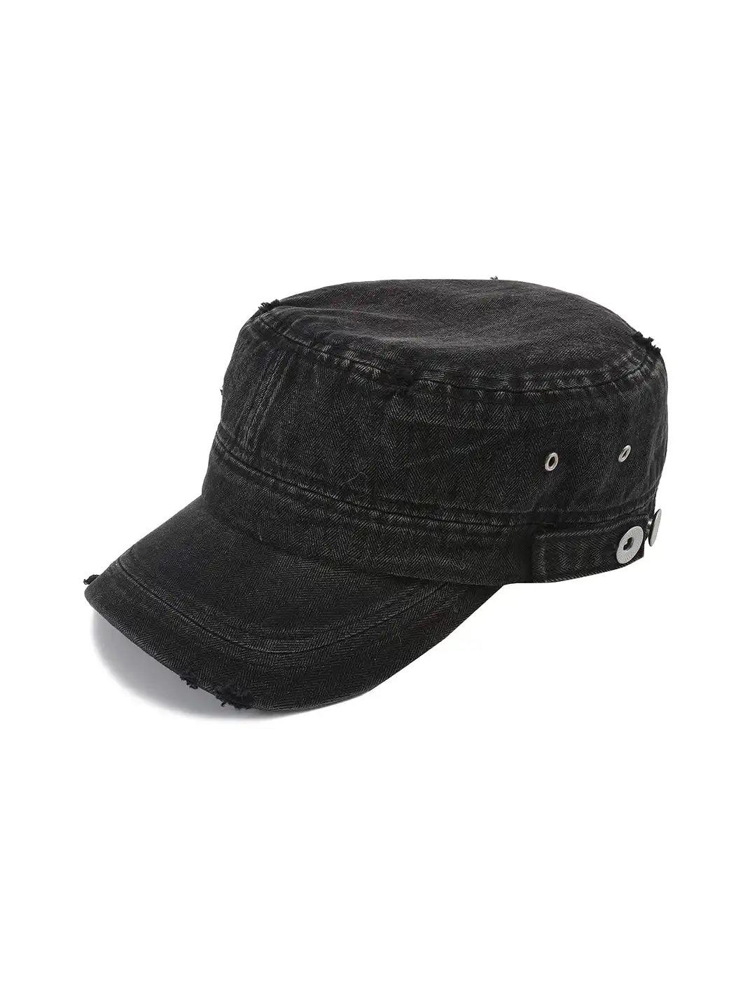 RIVAROS | Distressed Double-Layer Fishbone Pattern Flat Cap