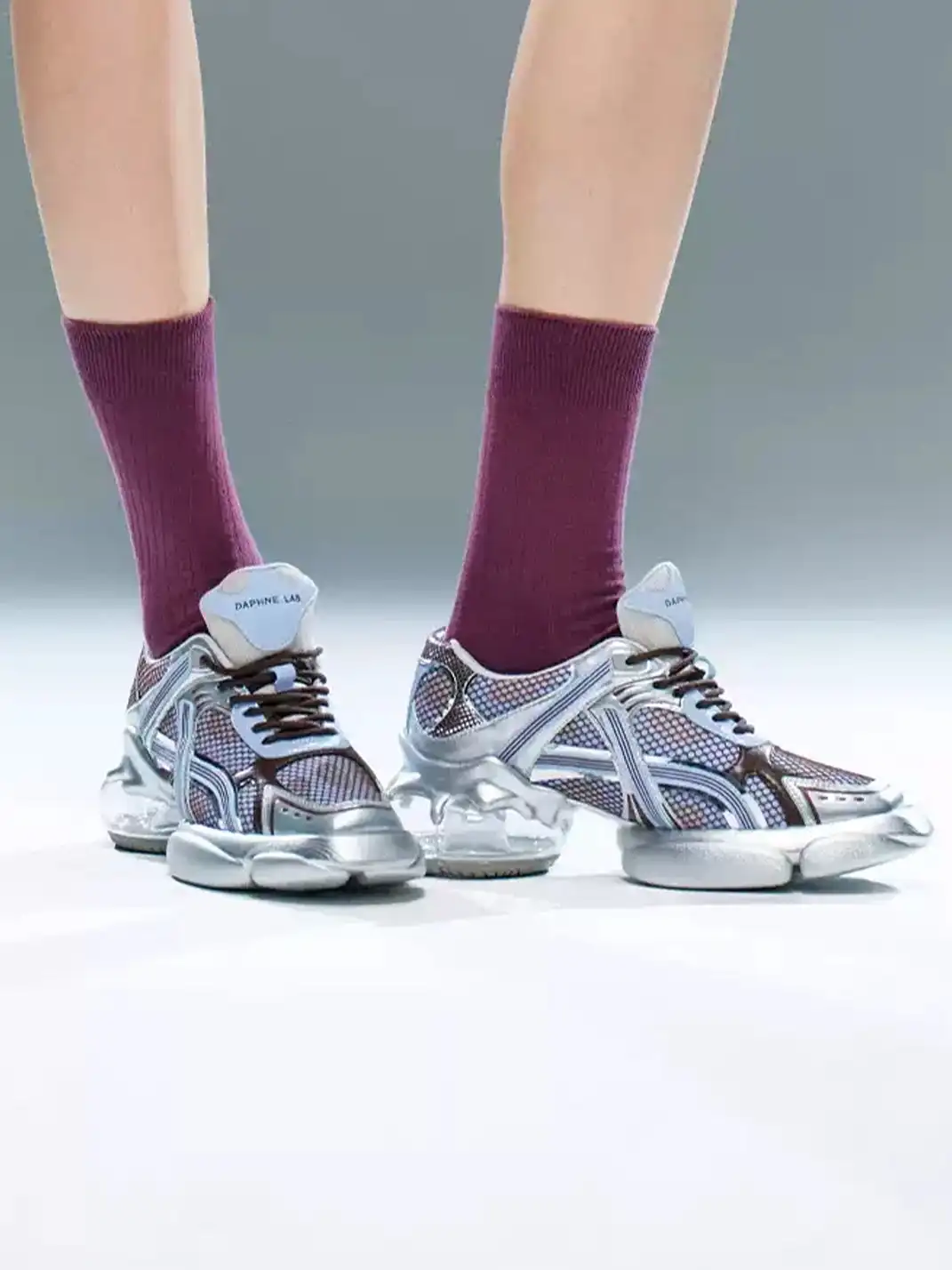 DAPHNE LAB | Metallic Mesh Chunky Sneakers