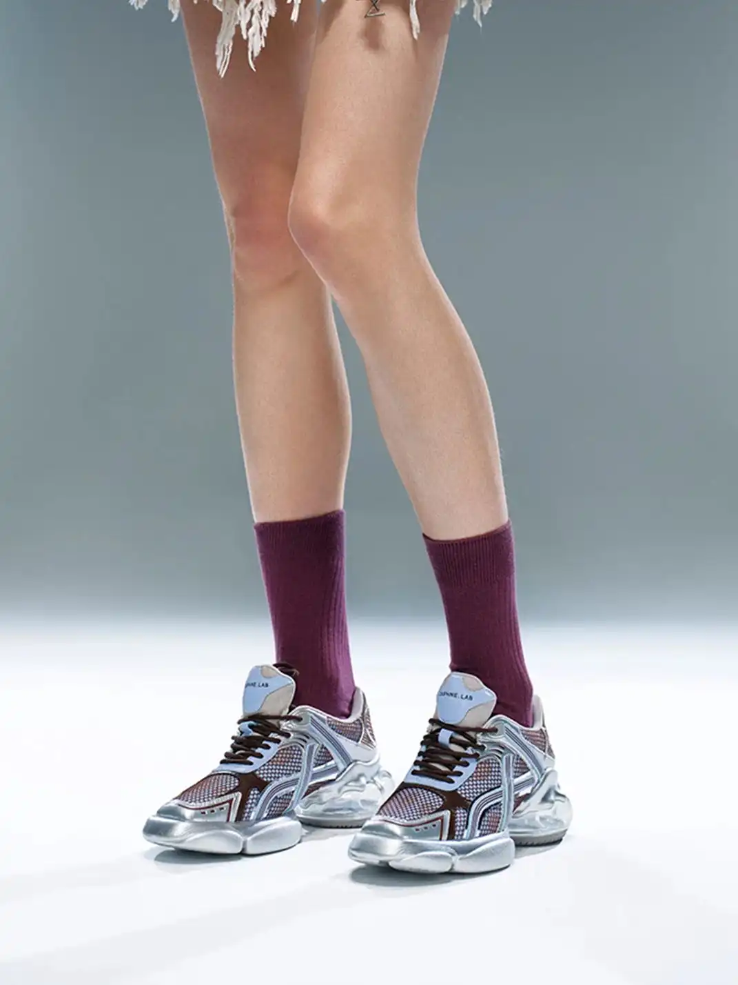 DAPHNE LAB | Metallic Mesh Chunky Sneakers