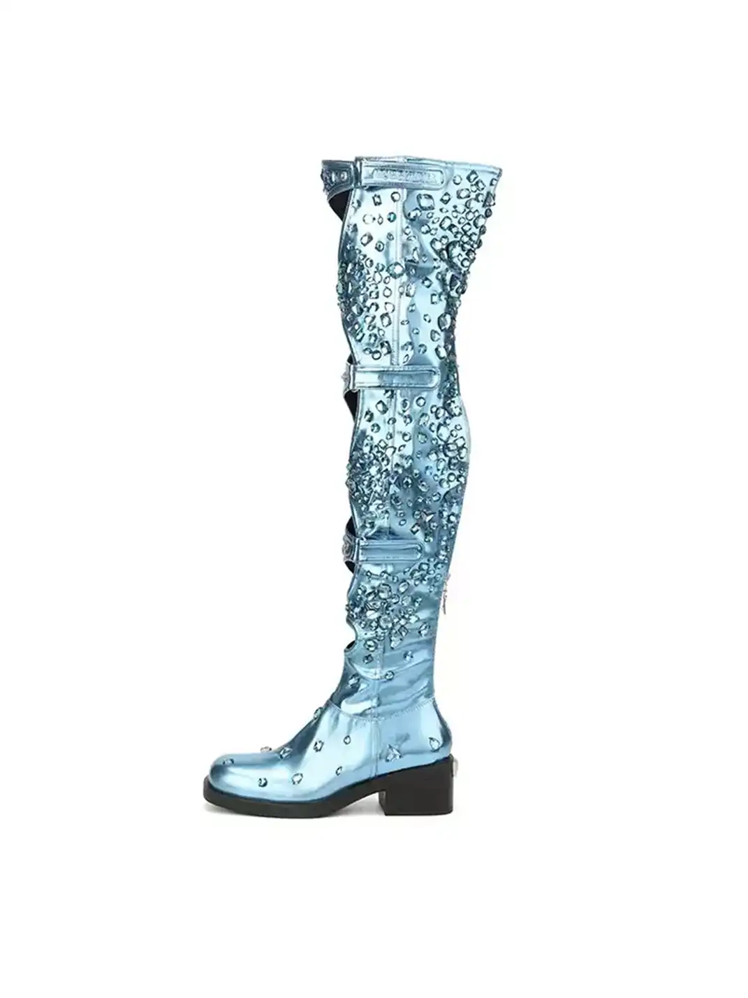 DAPHNE LAB | Rhinestone Multi-hole Over-the-Knee Boots