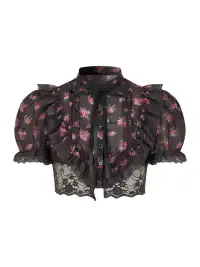 HiimDai | Lace Spliced Floral Crop Top & Skirt Two-Piece Set