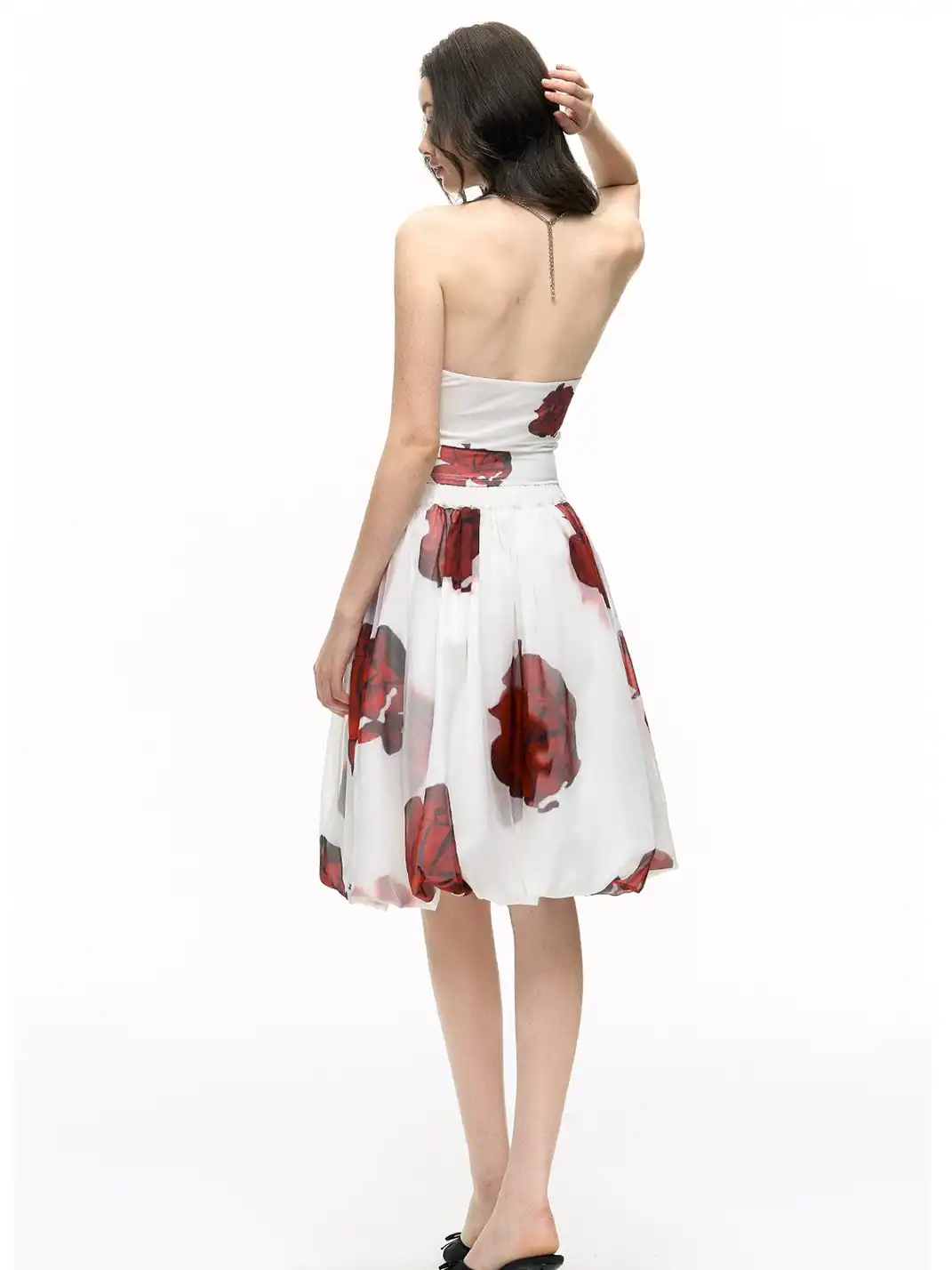 HiimDai | Lace Spliced Slim Halter V-Neck Cami & Bud Skirt Two-Piece Set