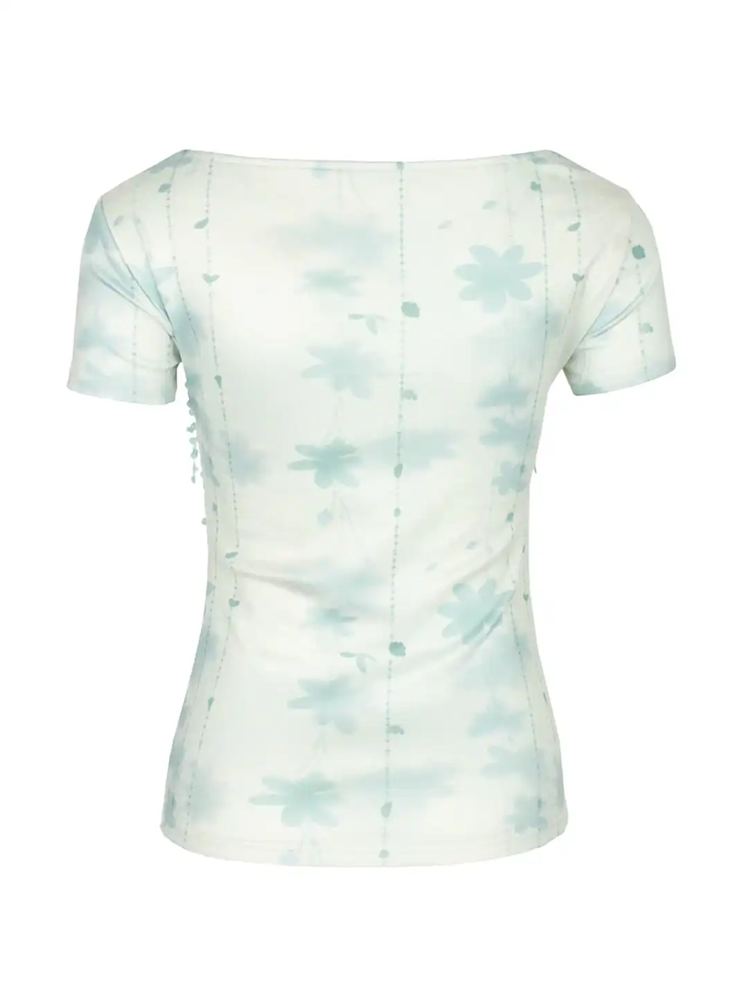 4RE1GN | Floral Polka Dot Sequin Spliced T-Shirt