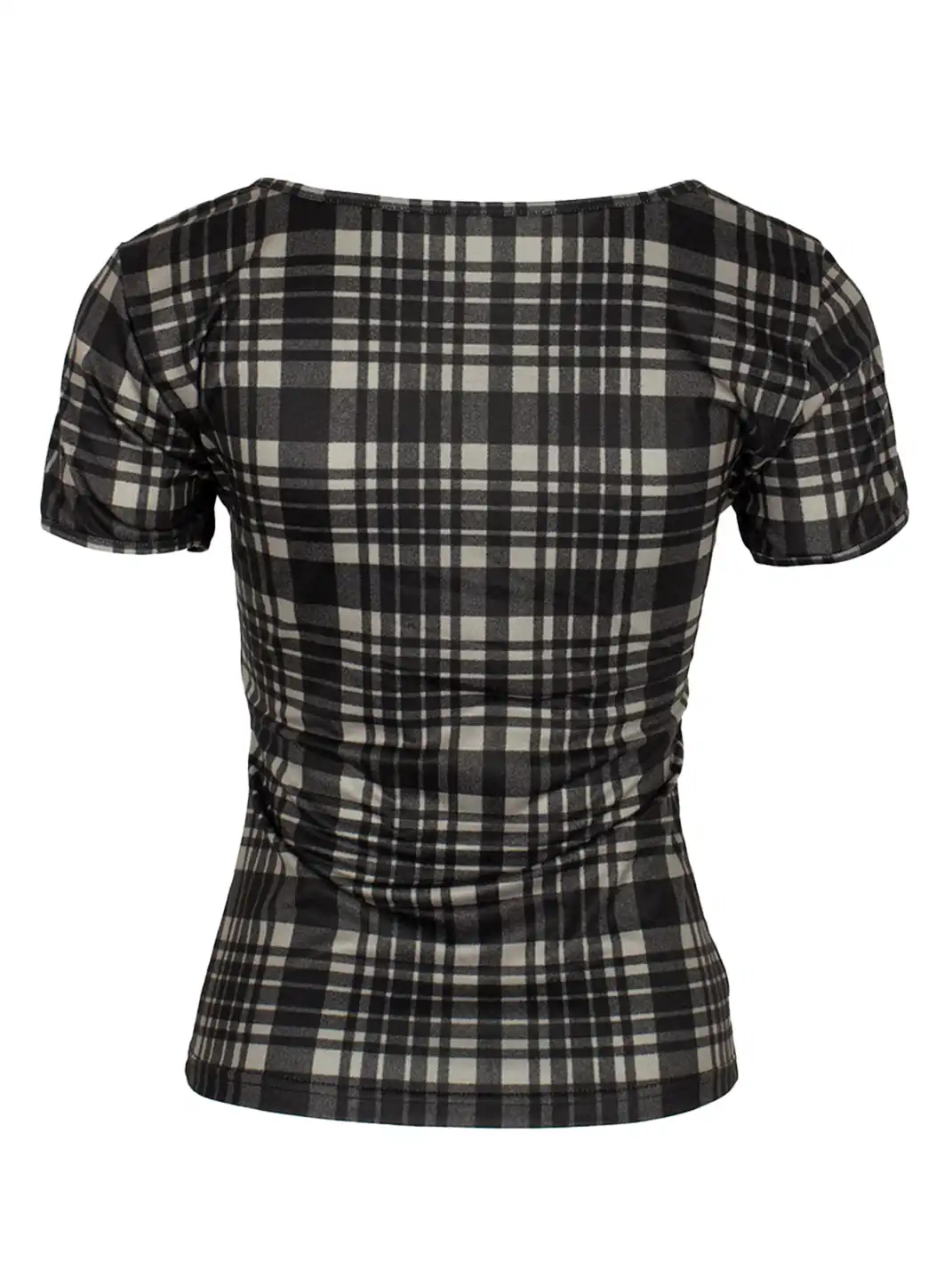 4RE1GN | Spliced Tie Cartoon Plaid Print T-Shirt