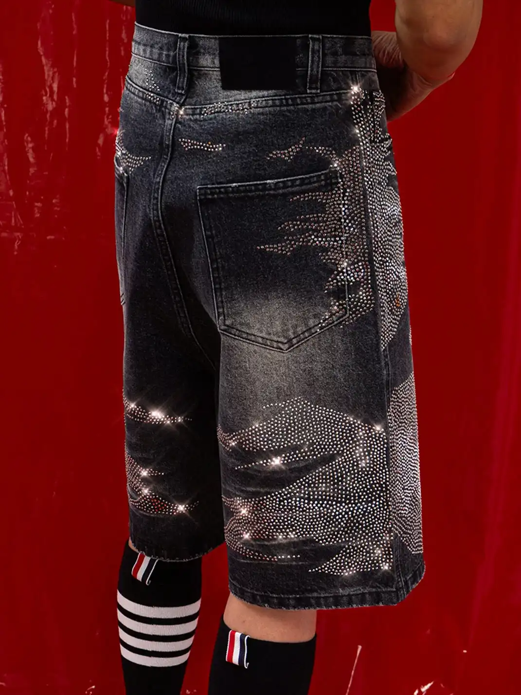 CLP | Rhinestone Straight-Leg Five-Point Jeans