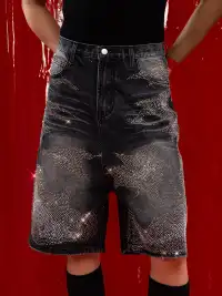 CLP | Rhinestone Straight-Leg Five-Point Jeans