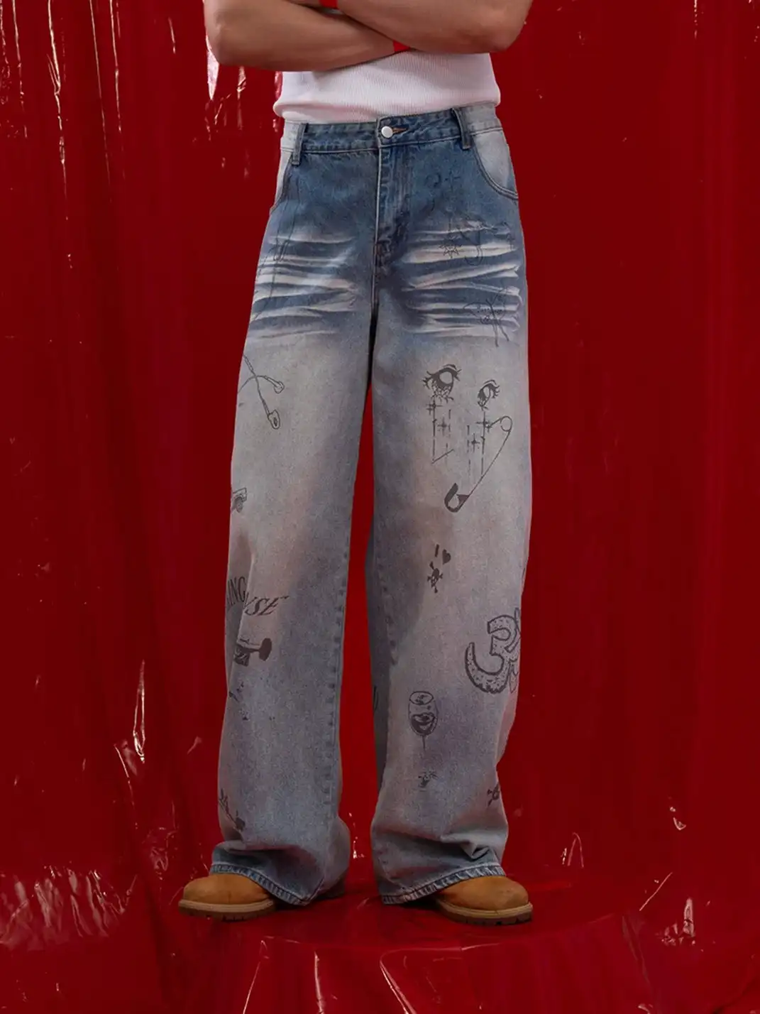CLP | Cartoon Graffiti Print Gradient Jeans