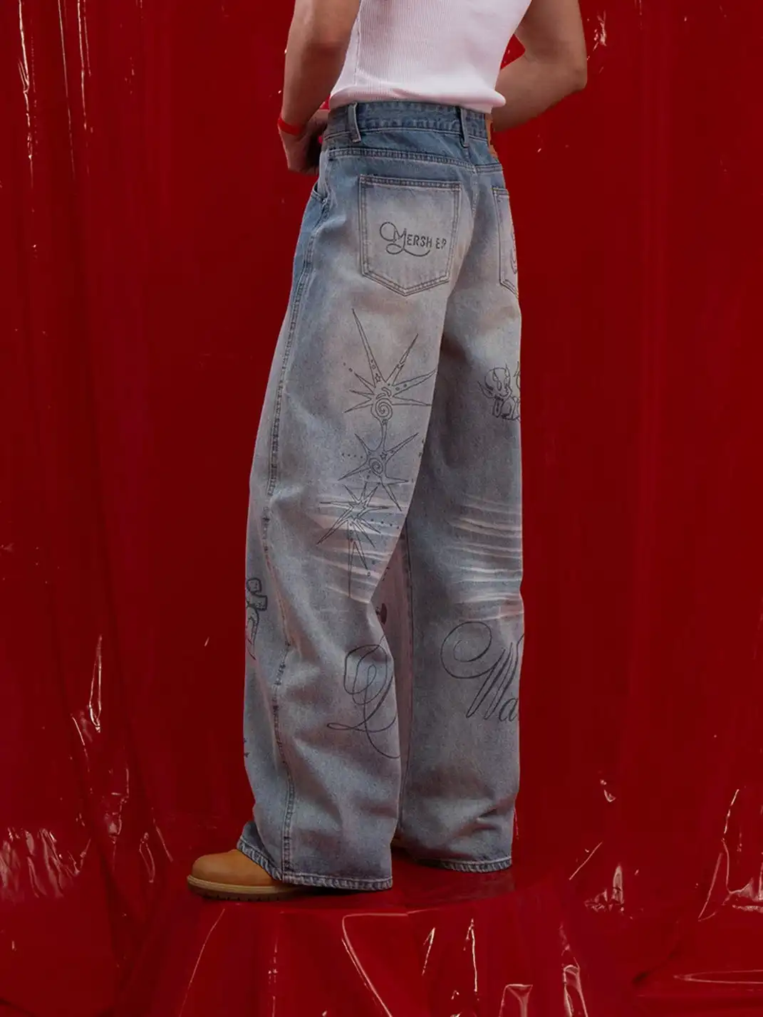 CLP | Cartoon Graffiti Print Gradient Jeans