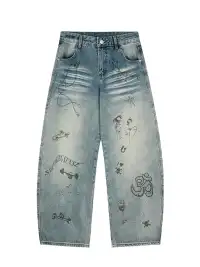 CLP | Cartoon Graffiti Print Gradient Jeans