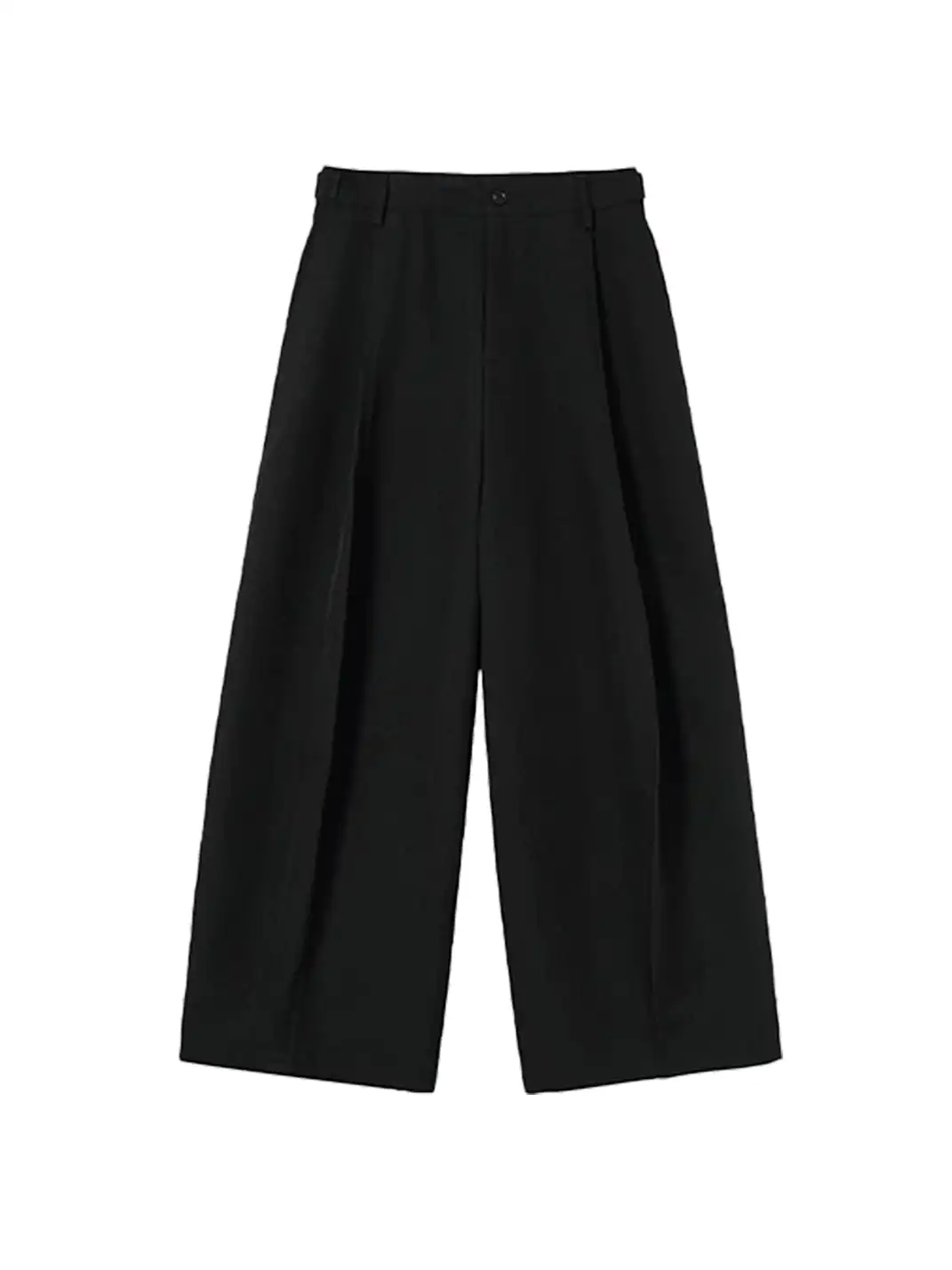 CLP | Double Pleated Waist Buckle Curved Wide-Leg Casual Pants