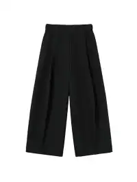 CLP | Double Pleated Waist Buckle Curved Wide-Leg Casual Pants