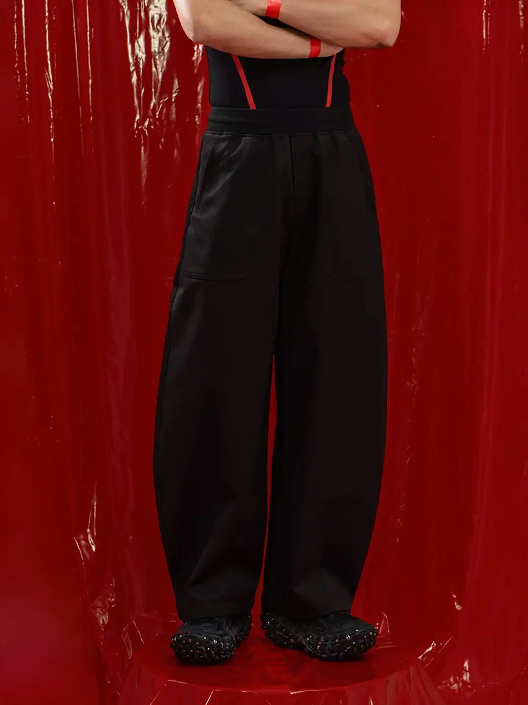 CLP | Curved Wide-Leg Drawstring Sports Pants