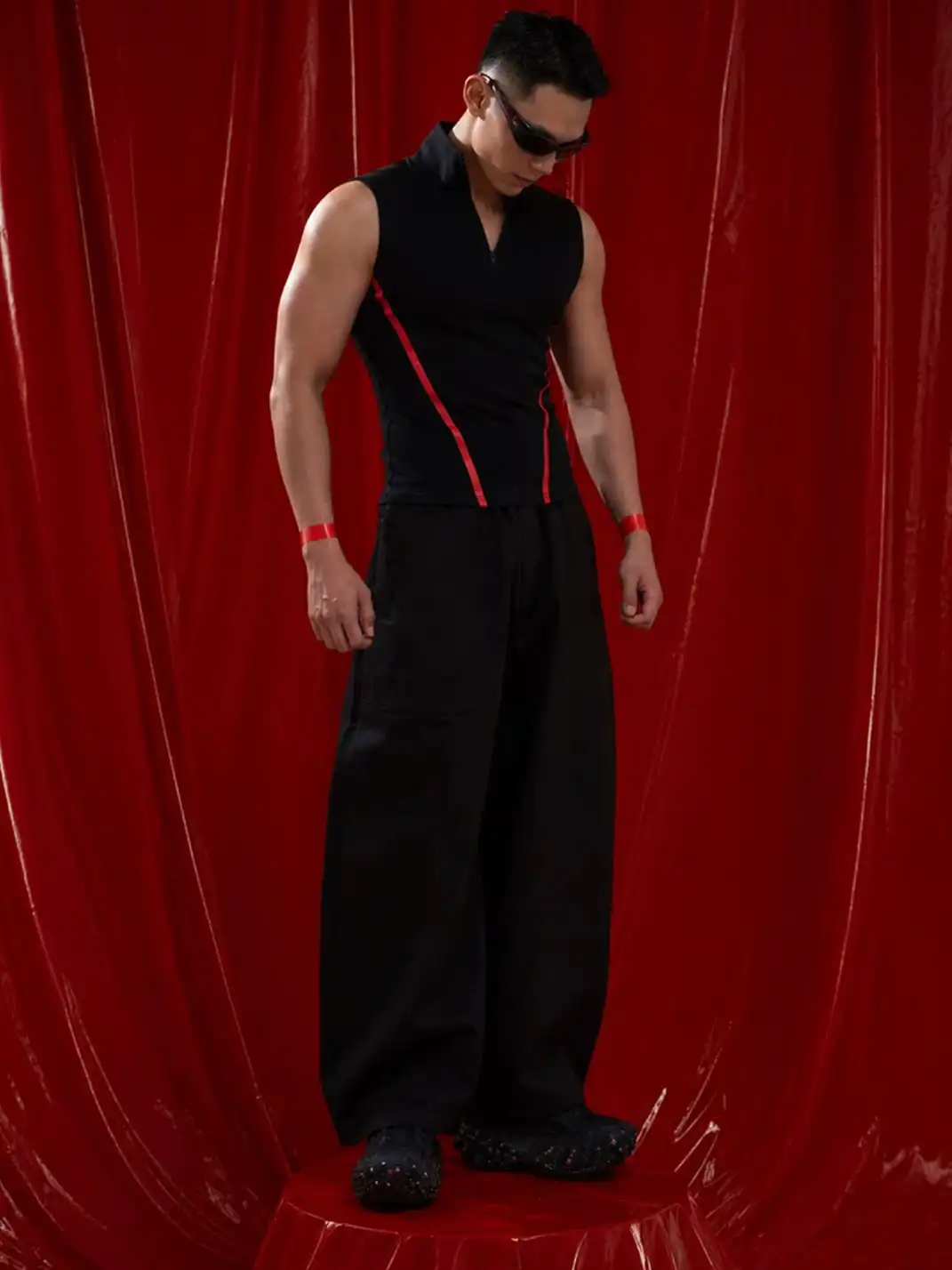 CLP | Curved Wide-Leg Drawstring Sports Pants