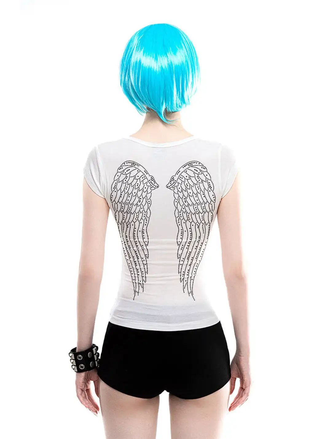 ArtByTastybabe | Waist-Cinched Rhinestone Wing Set-In Shoulder T-Shirt