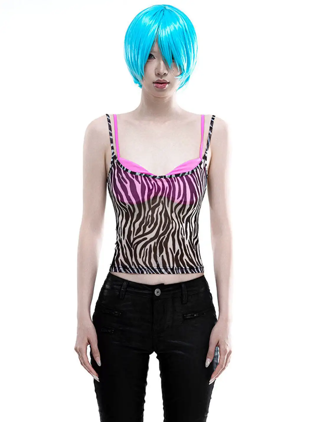 ArtByTastybabe | Fake Two-Piece Low-Cut Lingerie Spliced Camisole