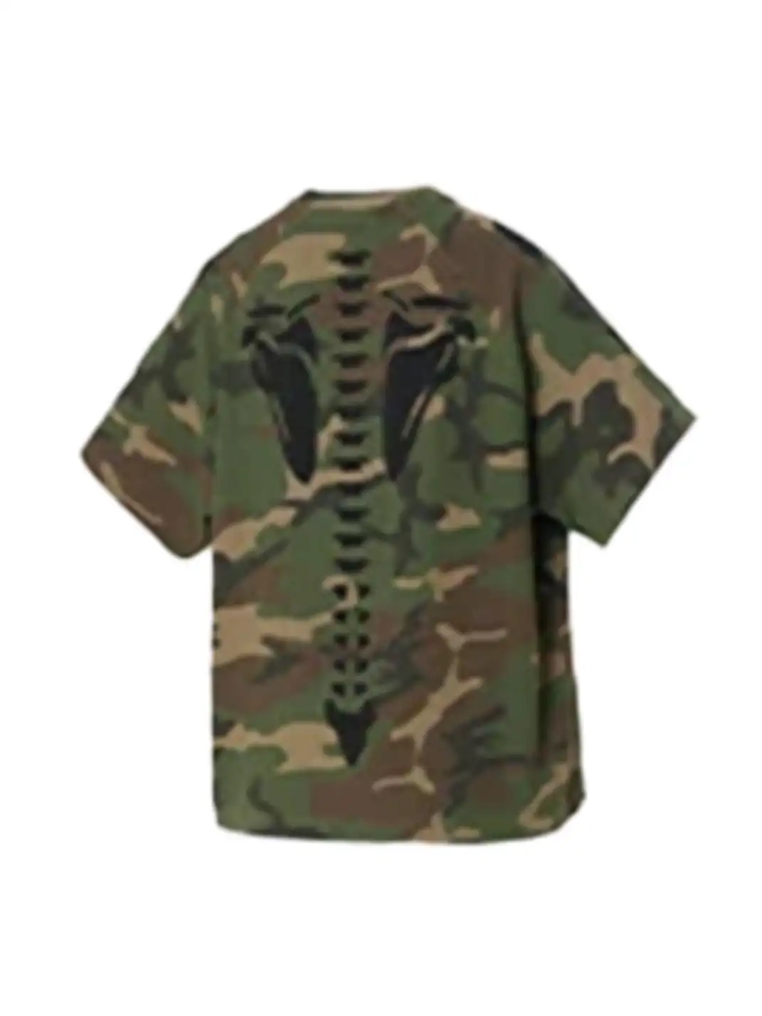 RELABEL | Detachable Hood Patch Embroidered Frayed Camo T-Shirt