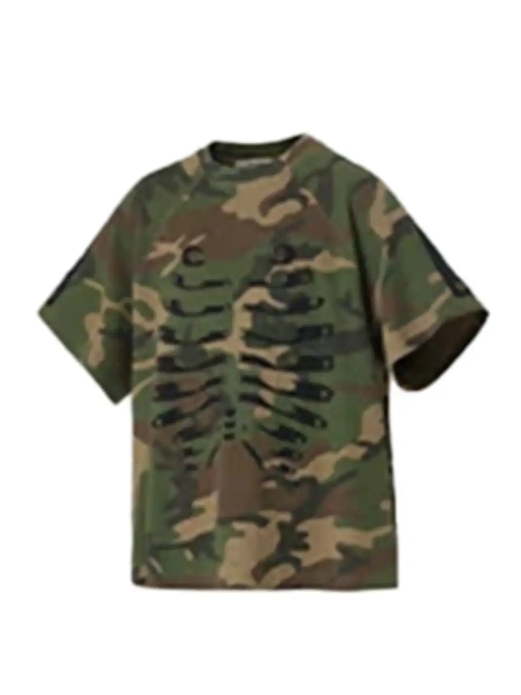 RELABEL | Detachable Hood Patch Embroidered Frayed Camo T-Shirt