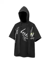 RELABEL | Detachable Hood Washed Vintage Denim Print T-Shirt