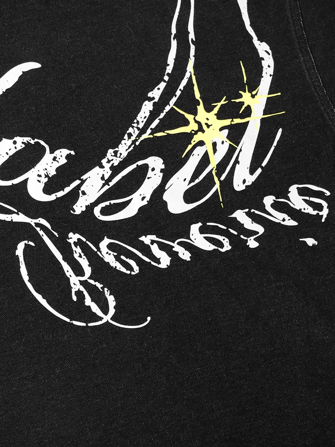 RELABEL | Detachable Hood Washed Vintage Denim Print T-Shirt