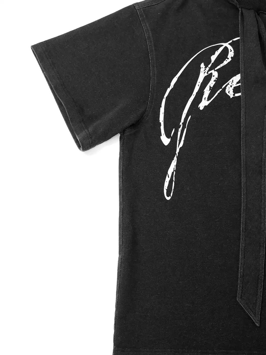 RELABEL | Detachable Hood Washed Vintage Denim Print T-Shirt