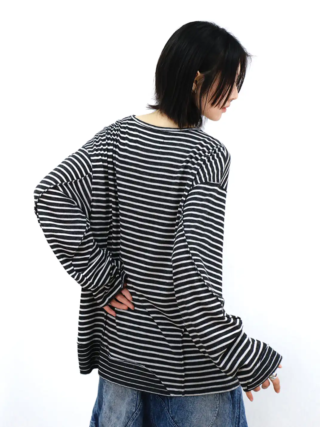 RELABEL | Striped Spliced Long Sleeve T-Shirt